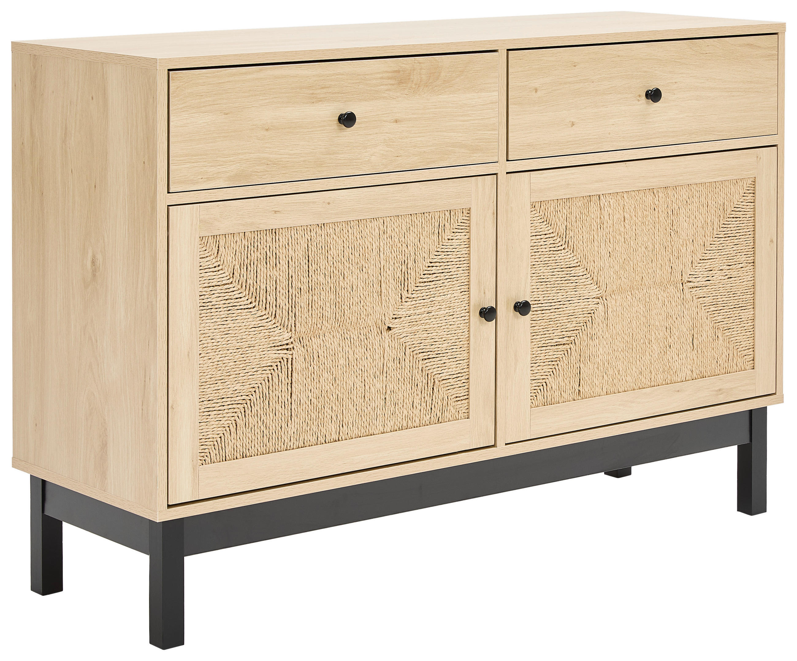 SIDEBOARD  in 120/80/39 cm  - Schwarz/Naturfarben, Natur, Holz/Papier (120/80/39cm) - MID.YOU