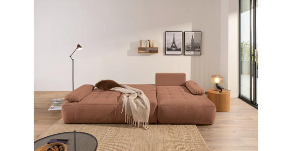 ECKSOFA  in Webstoff Dunkelorange  - Dunkelorange/Schwarz, KONVENTIONELL, Kunststoff/Textil (282/162cm) - Carryhome