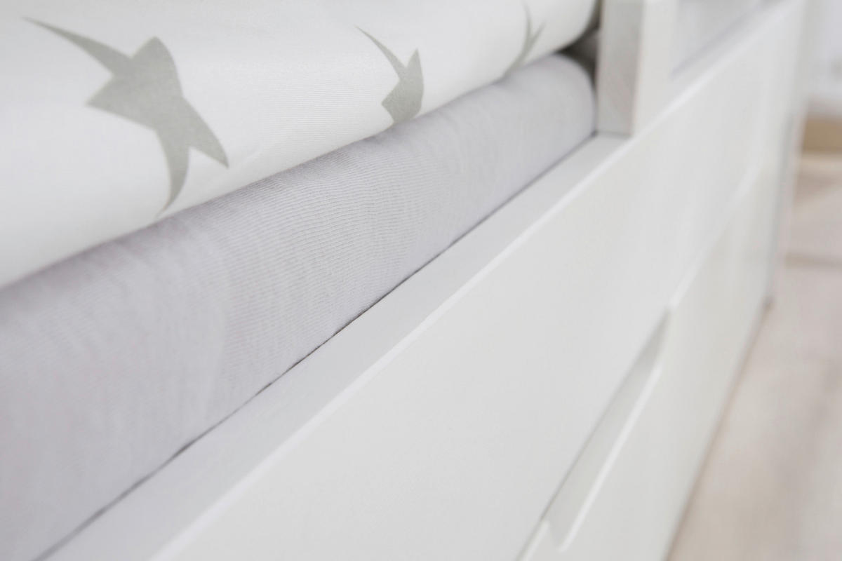 Bett Bennet mit Ausziehbett 120/200 cm Weiss  - Weiss, Modern, Holz (120/200cm) - MID.YOU