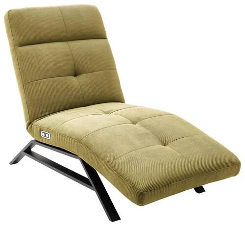 RELAXLIEGE in Cord Hellgrün  - Schwarz/Hellgrün, Design, Textil/Metall (80/54-113/158-198cm) - Pure Home Lifestyle