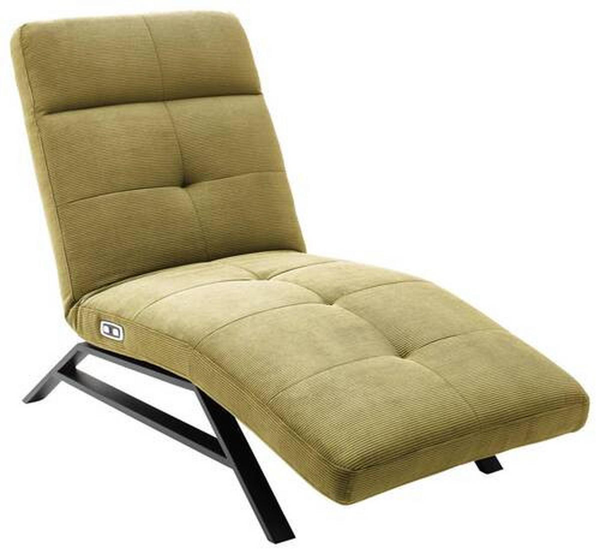 RELAXLIEGE in Cord Hellgrün  - Schwarz/Hellgrün, Design, Textil/Metall (80/54-113/158-198cm) - Pure Home Lifestyle