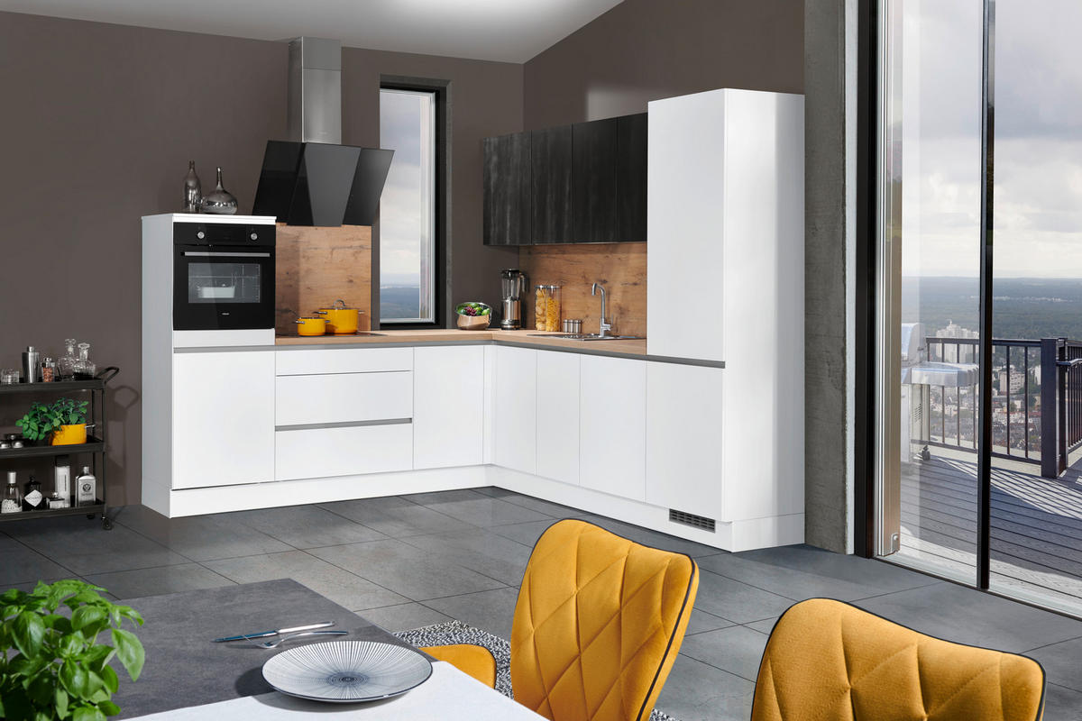 ECKKÜCHE 275/265 cm  Weiss, Eichefarben  - Weiss/Eichefarben, Basics, Holzwerkstoff (275/265cm) - Venda