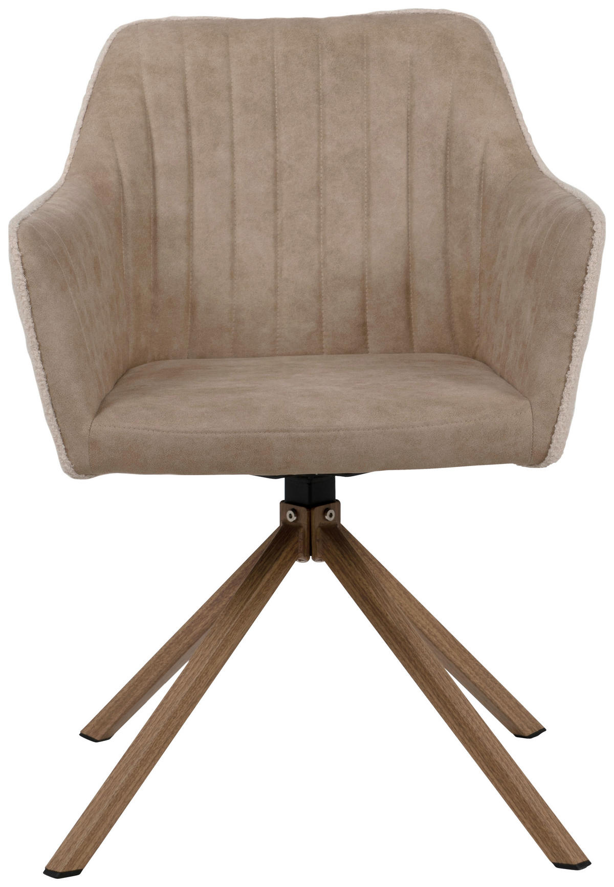 ARMLEHNSTUHL  in Lederlook  - Eichefarben/Beige, KONVENTIONELL, Textil/Metall (58,5/81/60cm) - MID.YOU