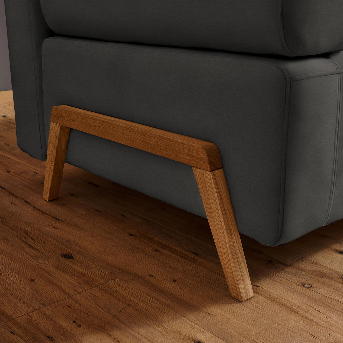 SCHLAFSOFA in Textil Dunkelgrau  - Dunkelgrau/Naturfarben, Design, Holz/Textil (211/88/102cm) - Niels Andersson