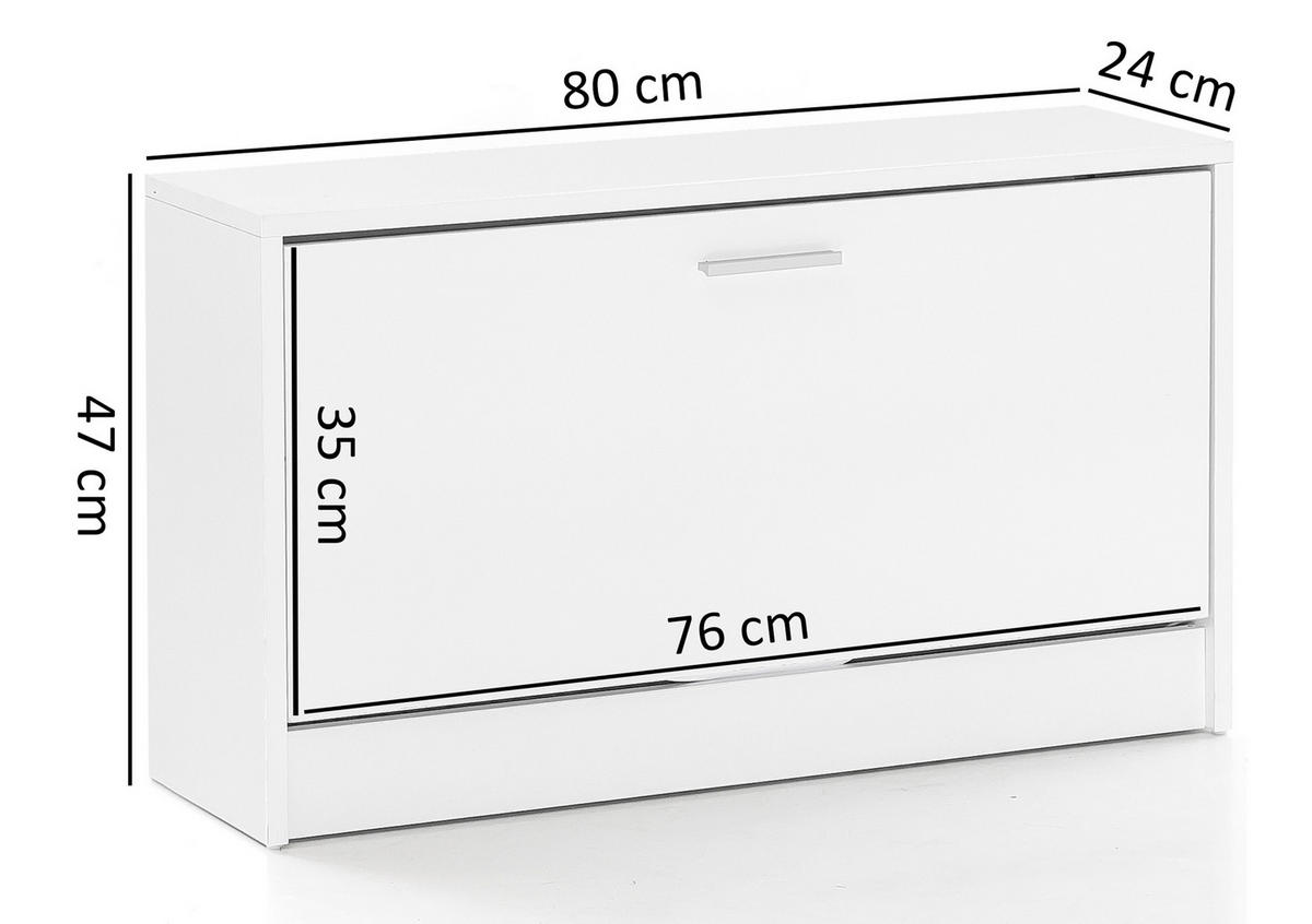 VYKLÁPĚCÍ BOTNÍK, bílá, 80/47/24 cm - bílá/barvy stříbra, Konvenční, kov/kompozitní dřevo (80/47/24cm) - MID.YOU