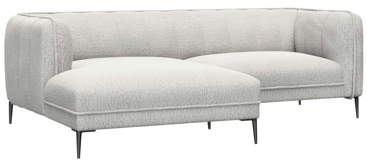 ECKSOFA Hellgrau Chenille, Webstoff, Flachgewebe  - Hellgrau/Schwarz, Design, Holz/Textil (149/211cm) - Livetastic