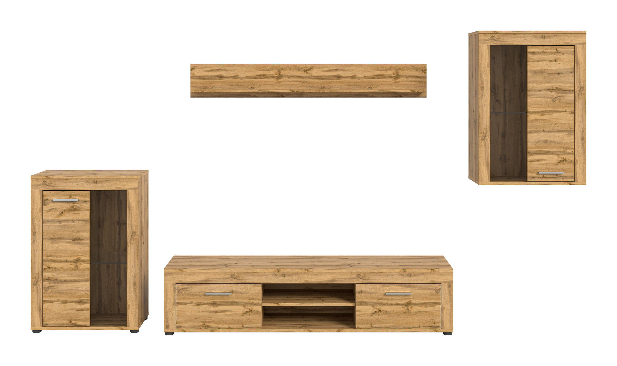 OBÝVACIA STENA, dub wotan - čierna/dub wotan, Design, kompozitné drevo/plast (310/169/35cm) - MID.YOU