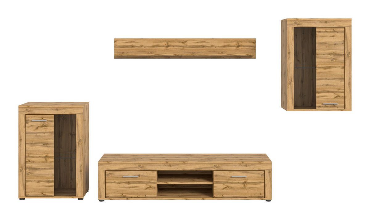 OBÝVACIA STENA, dub wotan - čierna/dub wotan, Design, kompozitné drevo/plast (310/169/35cm) - MID.YOU