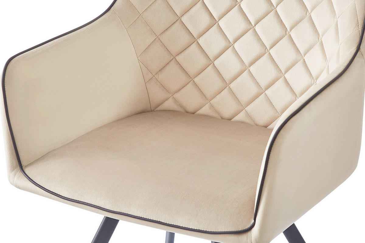 ARMLEHNSTUHL  in Samt  - Beige/Grau, MODERN, Textil/Metall (58/85/64,5cm) - Kayoom
