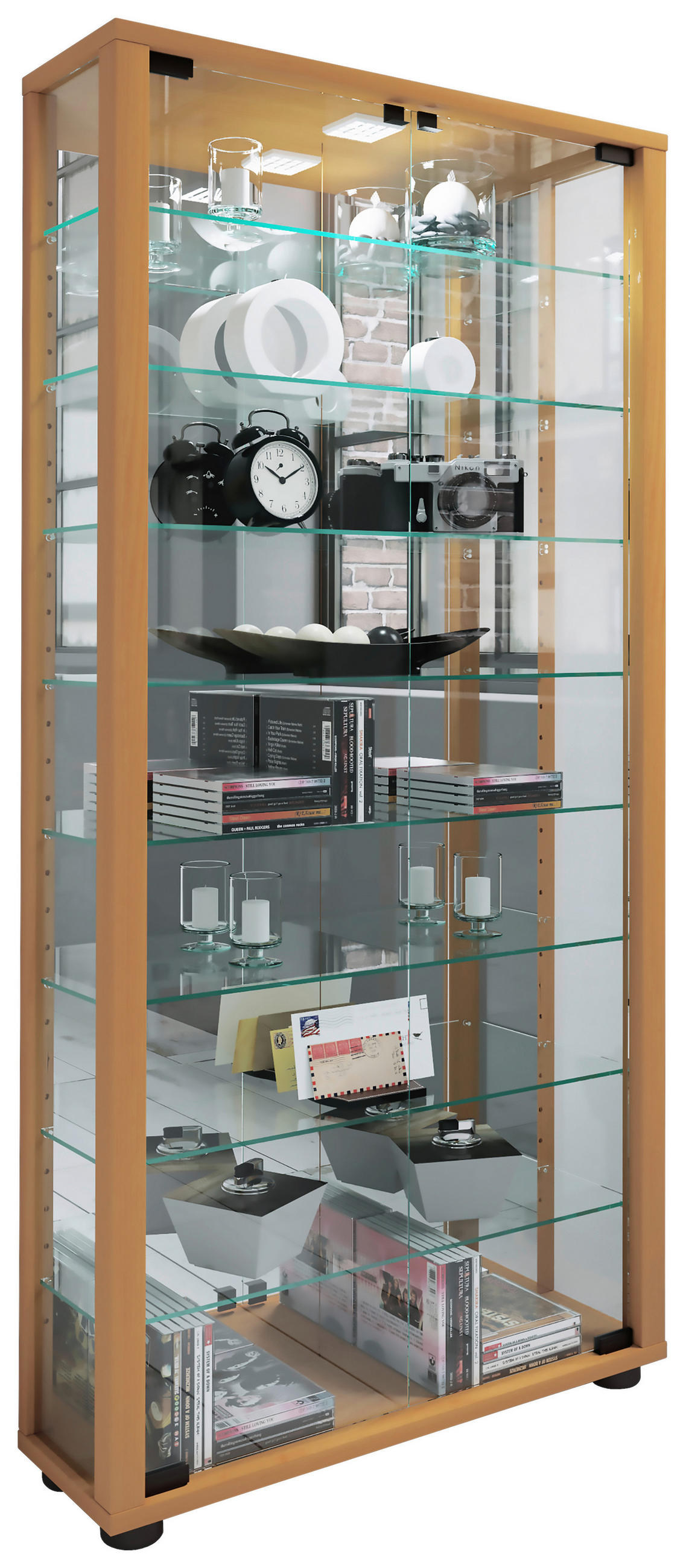 VITRINE in Buchefarben  - Buchefarben, Modern, Glas/Holzwerkstoff (59/114,8/18cm) - MID.YOU