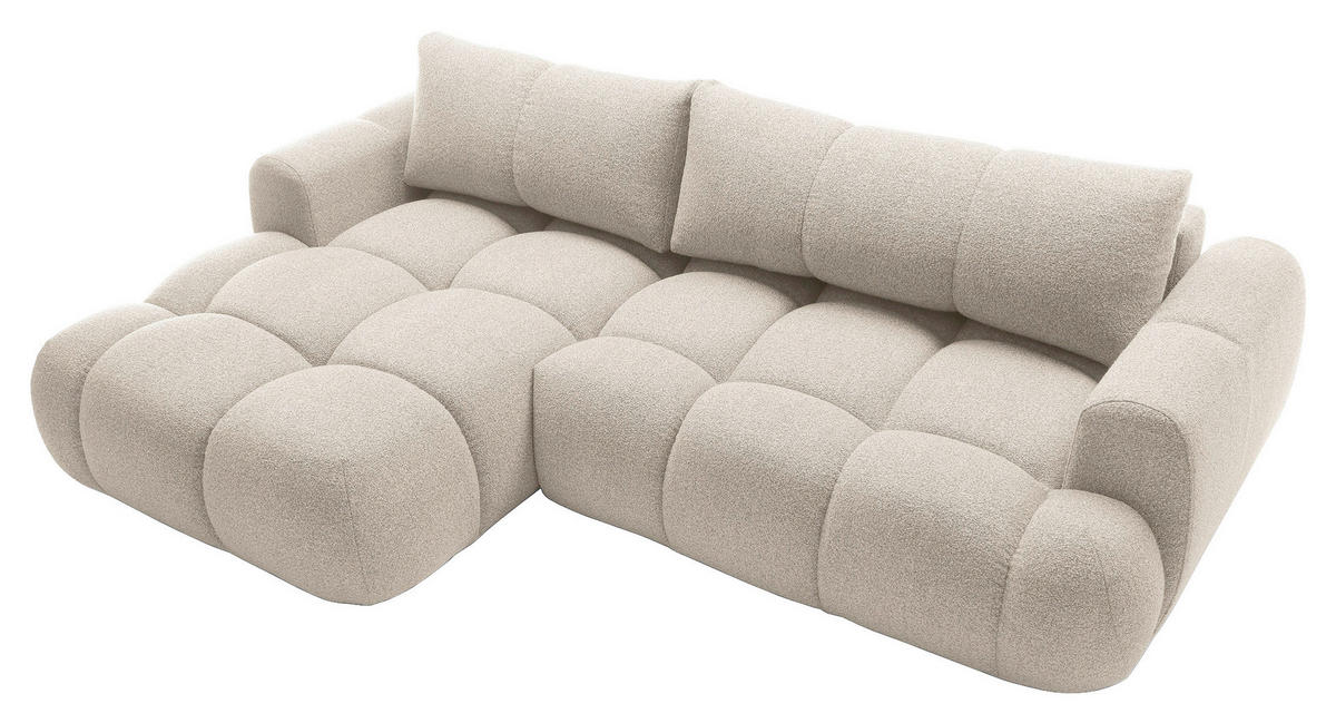 ECKSOFA Creme Struktur  - Creme/Schwarz, KONVENTIONELL, Kunststoff/Textil (172/272cm) - Carryhome
