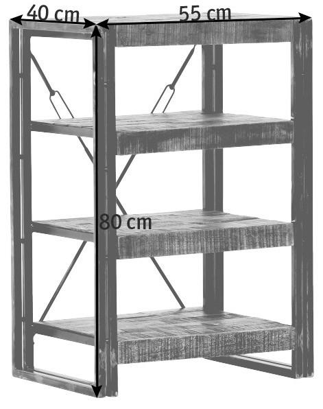 REGAL Mangoholz massiv Braun  - Braun, Design, Holz/Metall (55/80/40cm)