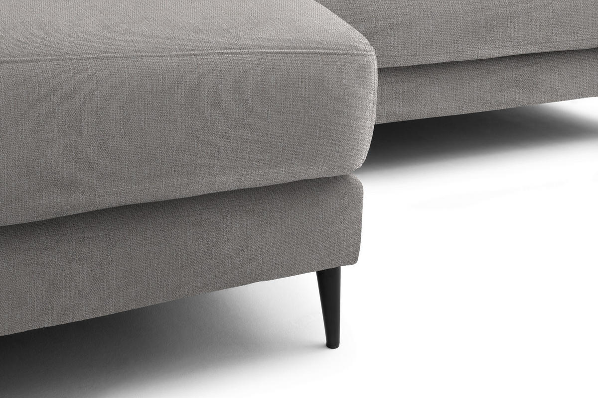 ECKSOFA in Flachgewebe Sandfarben  - Sandfarben/Schwarz, Design, Textil/Metall (177/253cm) - Dieter Knoll