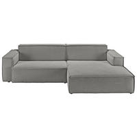 ECKSOFA in Feincord Grau  - Schwarz/Grau, Konventionell, Kunststoff/Textil (276/168cm) - Hom`in