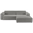 ECKSOFA in Feincord Grau  - Schwarz/Grau, KONVENTIONELL, Kunststoff/Textil (276/168cm) - Hom`in