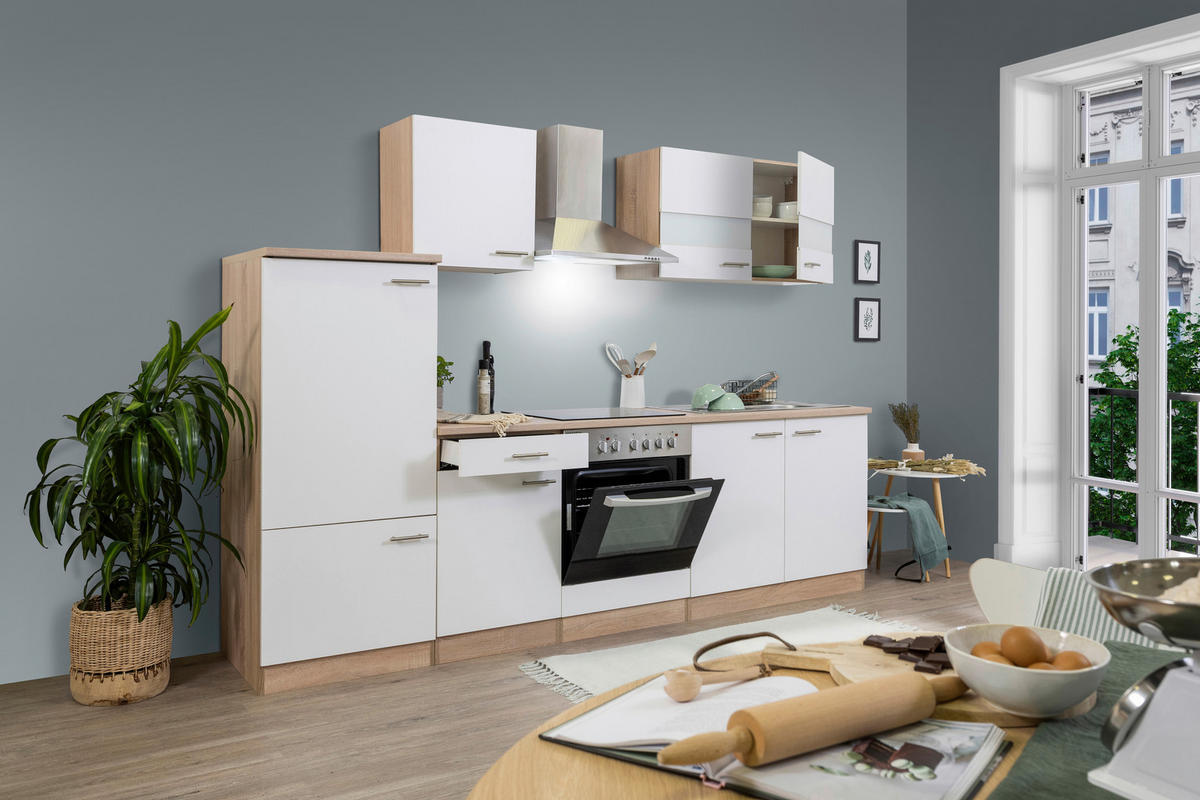 KÜCHENLEERBLOCK 270 cm   in Weiss  - Weiss/Edelstahlfarben, Basics, Holzwerkstoff/Metall (270cm) - Respekta