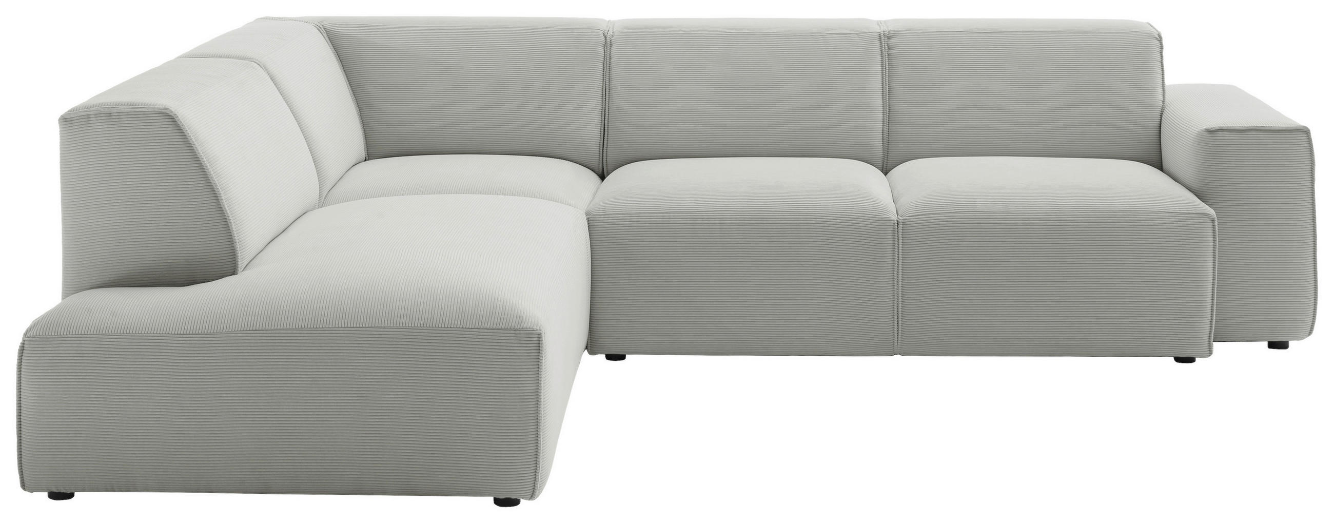 ECKSOFA in Cord Hellgrau  - Hellgrau/Schwarz, Design, Kunststoff/Textil (210/270cm) - Pure Home Lifestyle