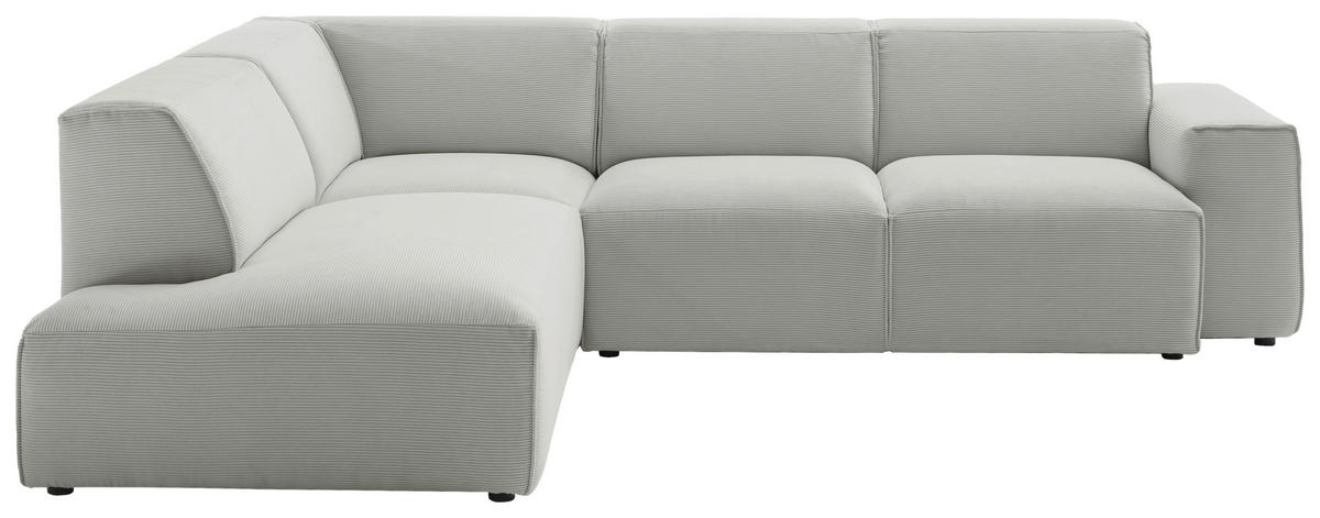 ECKSOFA in Cord Hellgrau  210/270 cm  - Hellgrau/Schwarz, Design, Kunststoff/Textil (210/270cm) - Pure Home Lifestyle