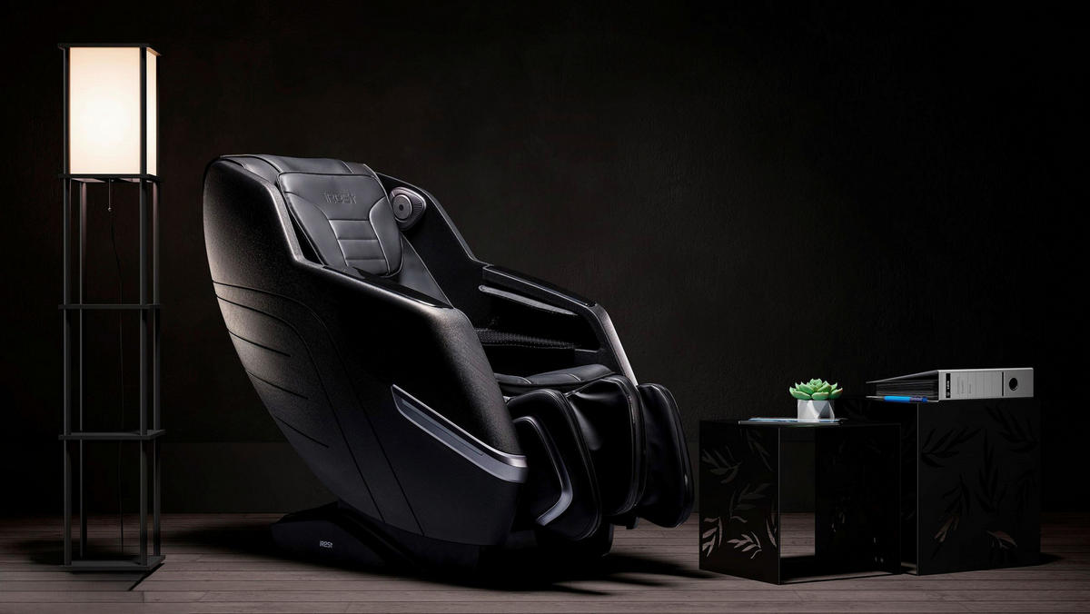 MASSAGESESSEL  mit Lederlook Schwarz integrierte Lautsprecher, Relaxfunktion, Liegefunktion, Netzbetrieb, Massagefunktion, Herz-Waage-Funktion, abwischbar, Bluetooth-Lautsprecher, Rückenlehne in S-Form  - Schwarz, KONVENTIONELL, Kunststoff/Textil (76/115/155-168cm) - Welnova