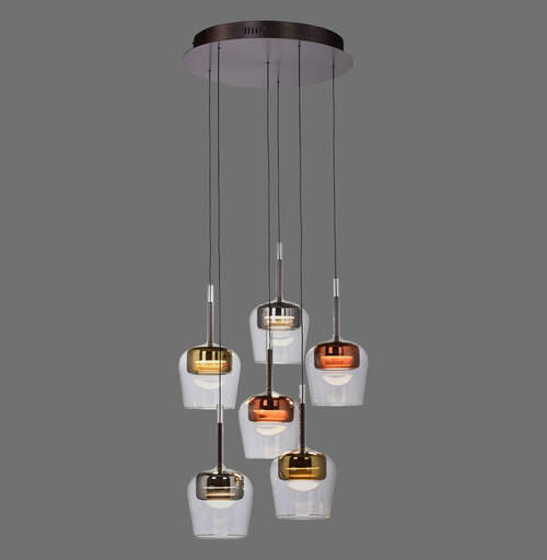 LED-HÄNGELEUCHTE 50/50/200 cm   Kompatibel mit ZigBee  - Silberfarben/Goldfarben, Design, Glas/Kunststoff (50/50/200cm) - Paul Neuhaus