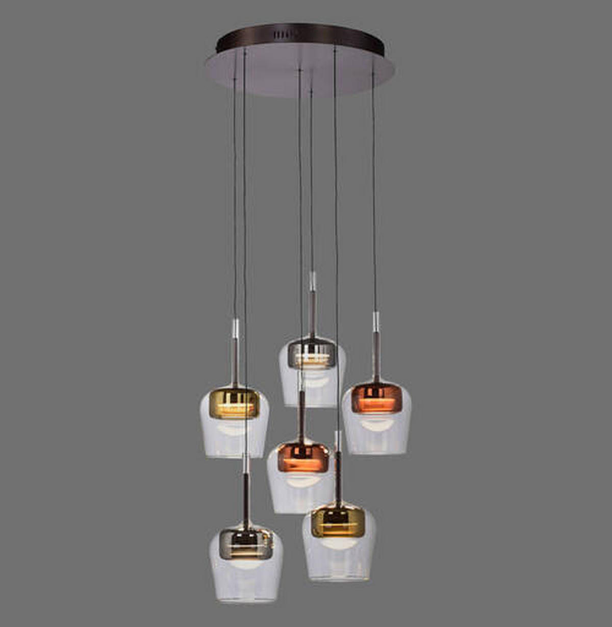 LED-HÄNGELEUCHTE 50/50/200 cm    - Silberfarben/Goldfarben, Design, Glas/Kunststoff (50/50/200cm)