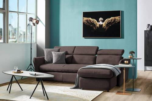 ECKSOFA in Mikrofaser Dunkelbraun  240/172 cm  - Dunkelbraun/Schwarz, Design, Kunststoff/Textil (240/172cm) - Stylife