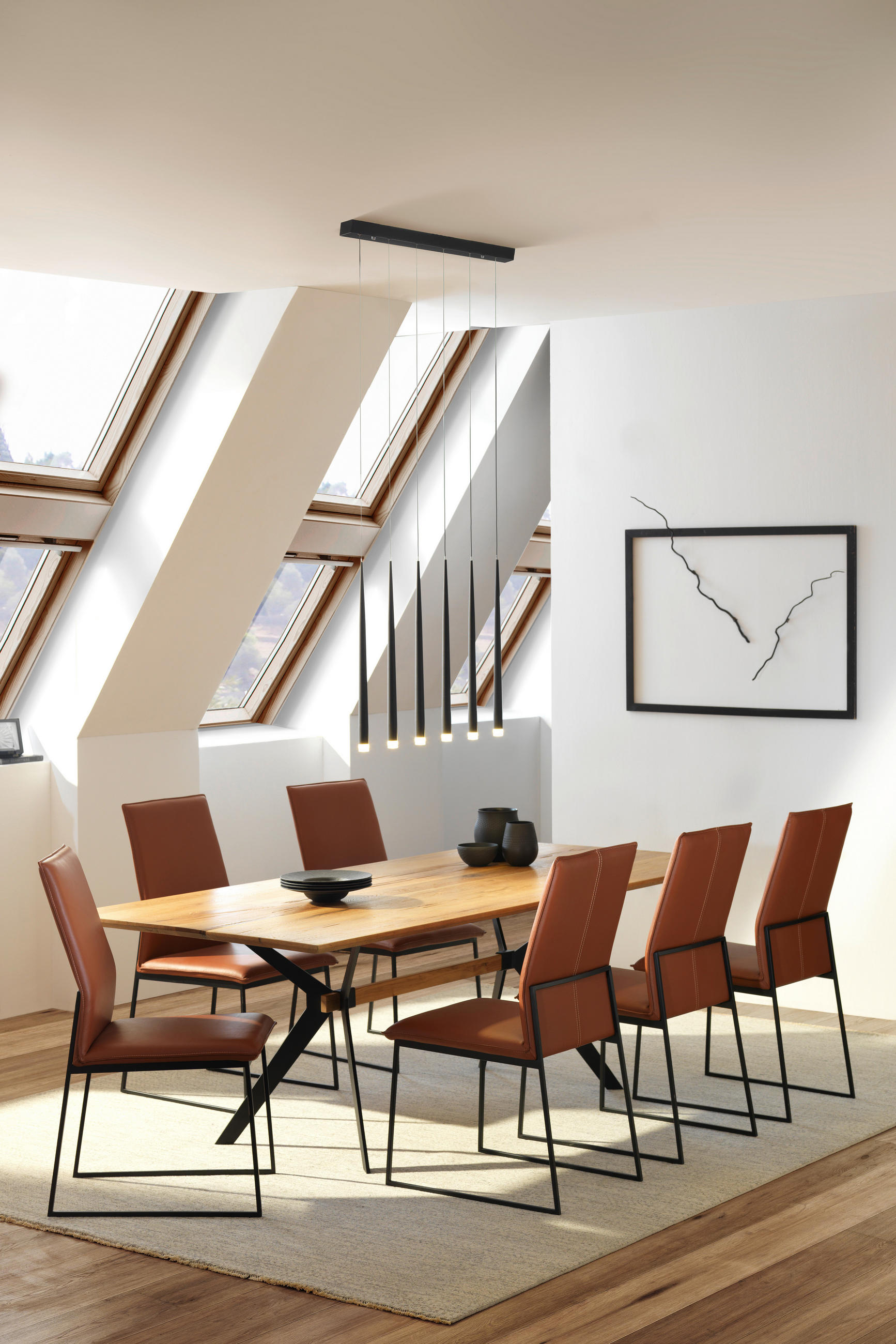 ESSTISCH Wildeiche massiv rechteckig Schwarz, Eichefarben  - Eichefarben/Schwarz, Design, Holz/Metall (200/100/76cm) - Lomoco