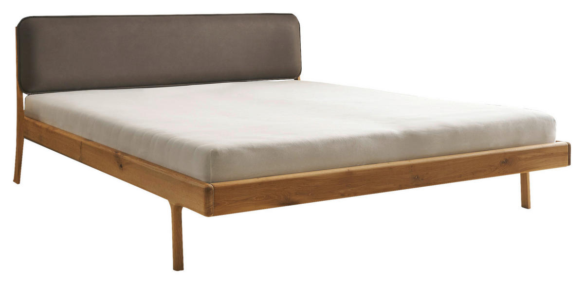 POSTELJA 180 cm   x 200 cm  , les barve hrasta  - rjavosiva/barve hrasta, Moderno, tekstil/les (180/200cm) - MID.YOU