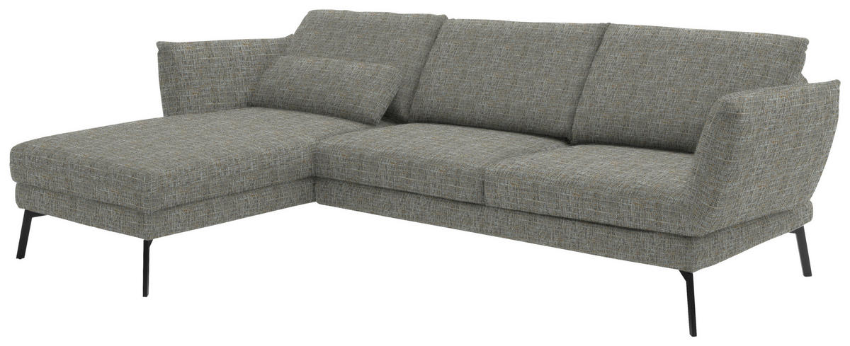 ECKSOFA in Flachgewebe Taupe  175/277 cm  - Taupe/Schwarz, Design, Textil/Metall (175/277cm) - Schöner Wohnen