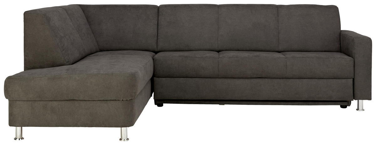 ECKSOFA in Flachgewebe Grau  - Chromfarben/Grau, Design, Textil/Metall (198/256cm) - Xora