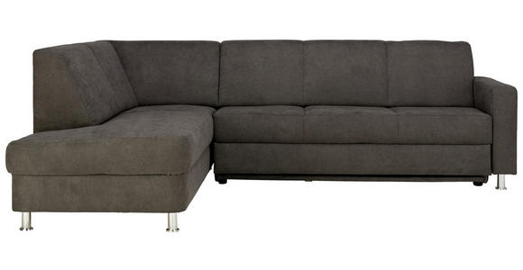 ECKSOFA in Flachgewebe Grau  - Chromfarben/Grau, Design, Textil/Metall (198/256cm) - Xora