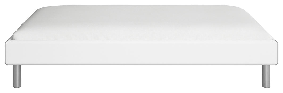 BETT 120/200 cm  in Weiss   - Weiss/Alufarben, Design, Holzwerkstoff/Metall (120/200cm) - Carryhome
