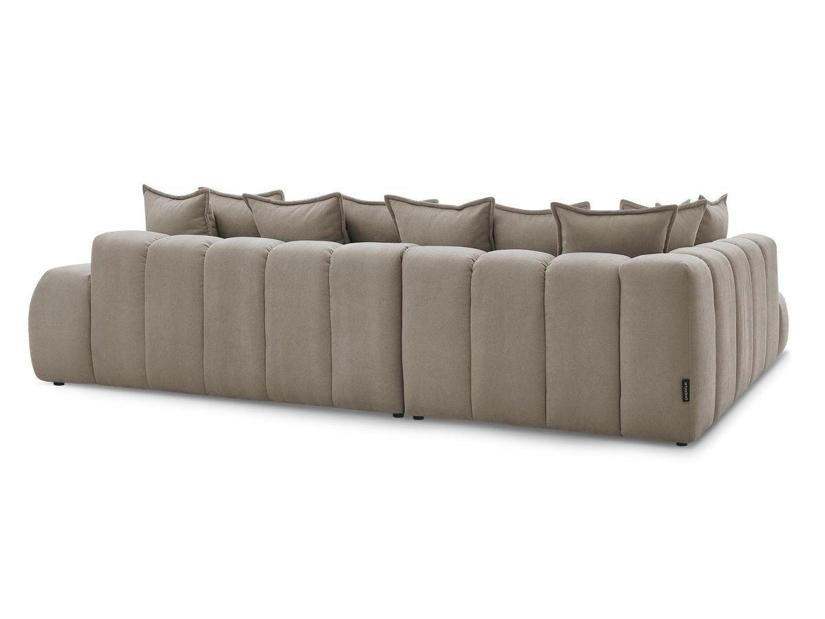 ECKSOFA Ottomane links  EVEREST Taupe Struktur  - Taupe/Schwarz, MODERN, Kunststoff/Textil (352/210cm) - Livetastic