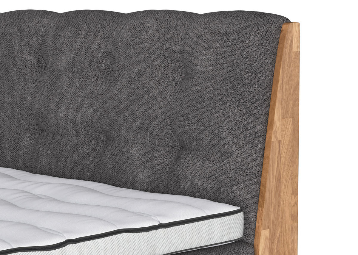BOXSPRINGBETT 160/200 cm  in Dunkelgrau  - Dunkelgrau/Eichefarben, Modern, Holz/Holzwerkstoff (160/200cm) - MID.YOU
