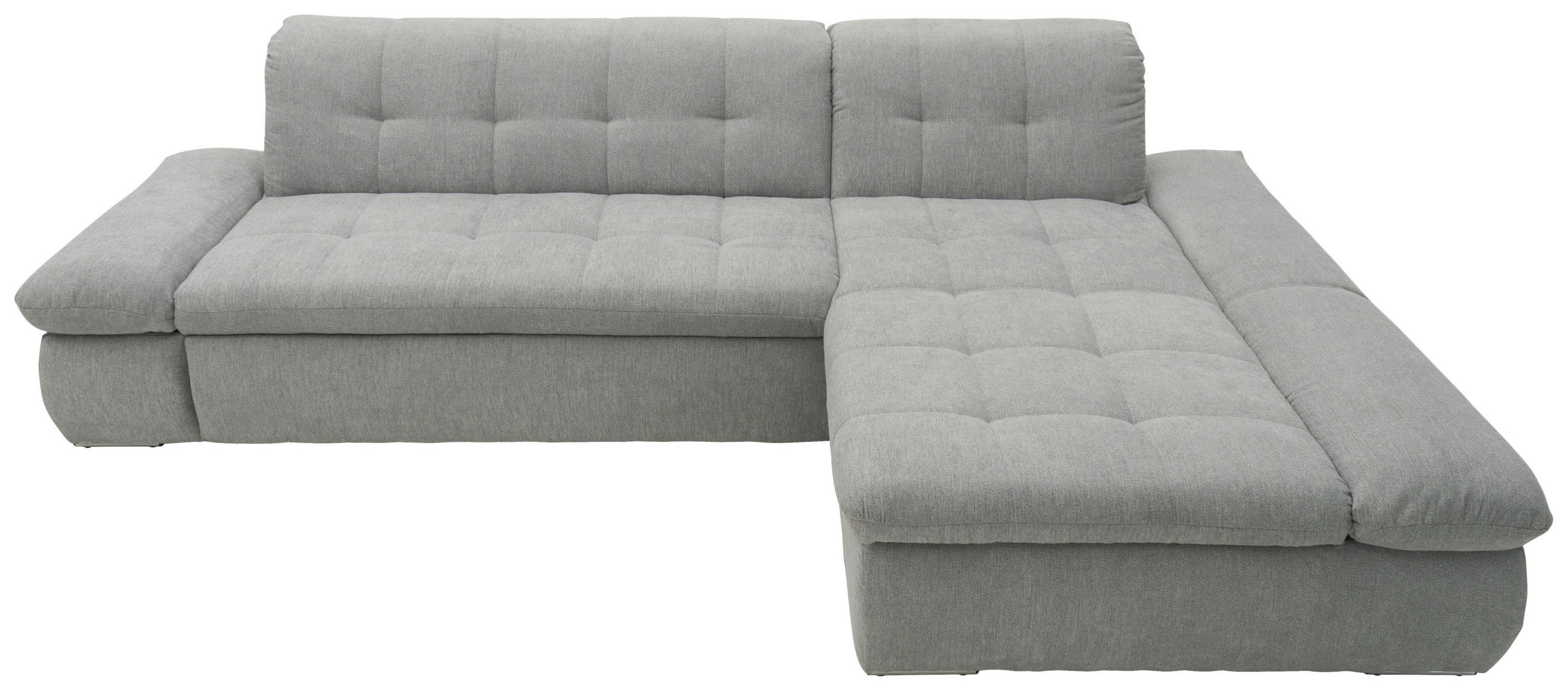 ECKSOFA Grau Mikrofaser Schlaffunktion, Rücken echt, Armteilverstellung  - Chromfarben/Grau, KONVENTIONELL, Textil/Metall (300/172cm) - MID.YOU