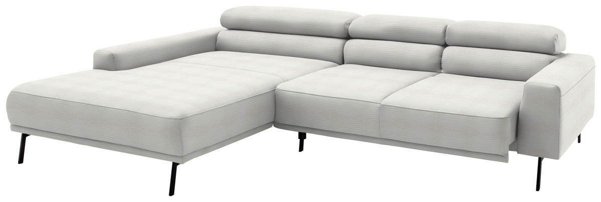 ECKSOFA Cord Weiss  - Weiss/Schwarz, Design, Textil/Metall (215-217/293cm) - Schöner Wohnen