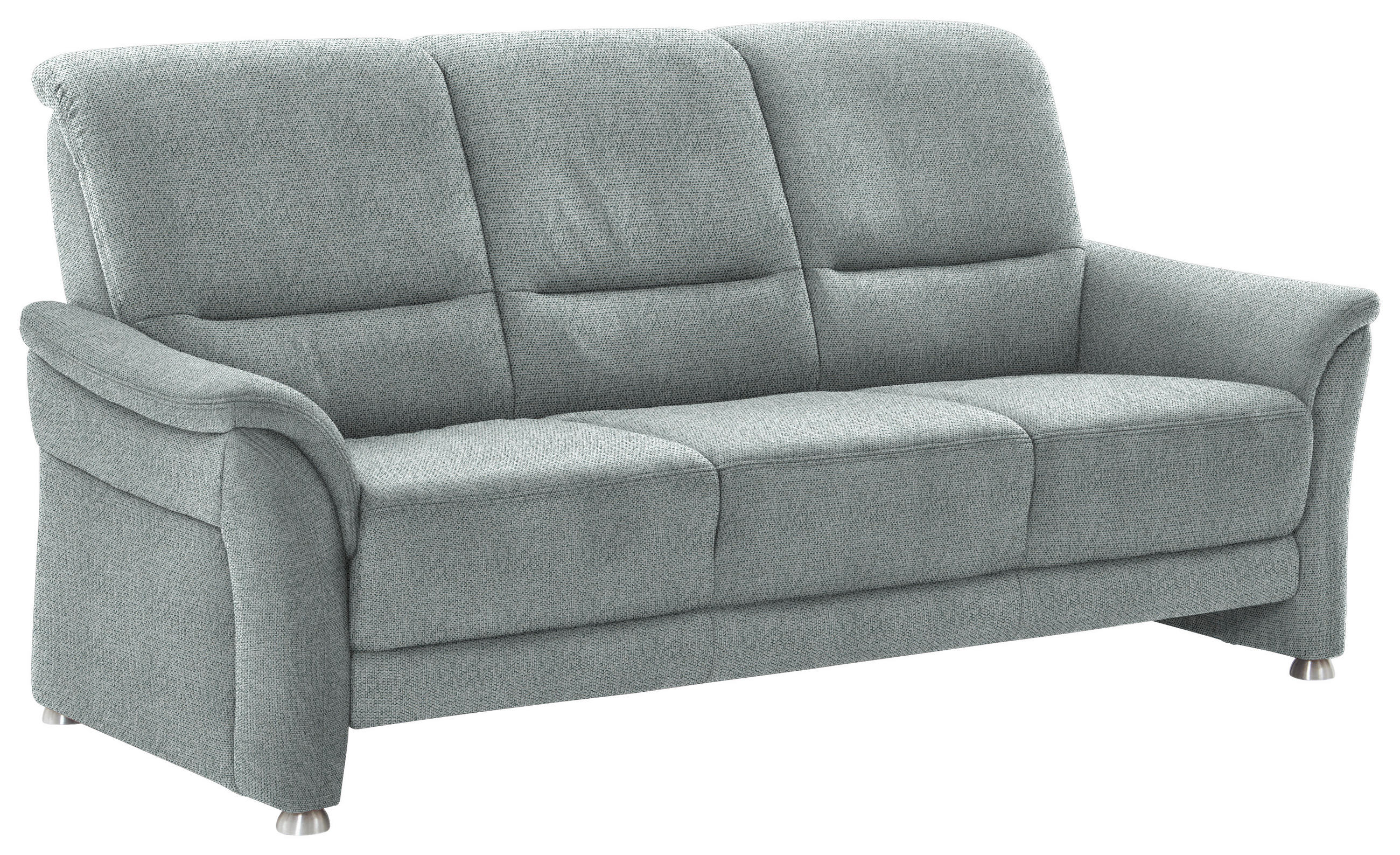 3-SITZER-SOFA  in Flachgewebe Hellgrau  - Hellgrau/Alufarben, KONVENTIONELL, Textil/Metall (198/96/93cm) - Beldomo Premium