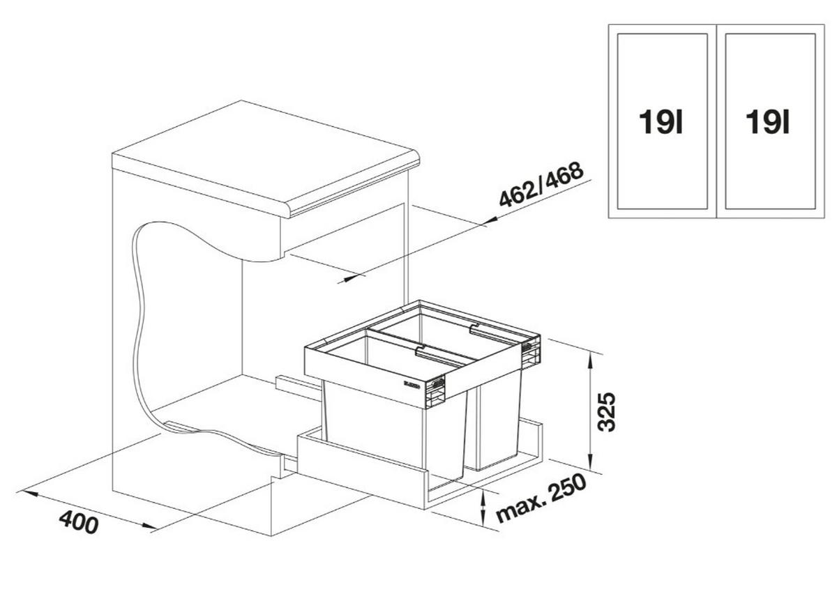 ABFALLSAMMLER 38 L  - Edelstahlfarben/Anthrazit, Basics, Kunststoff (45/32,5/40cm) - Blanco