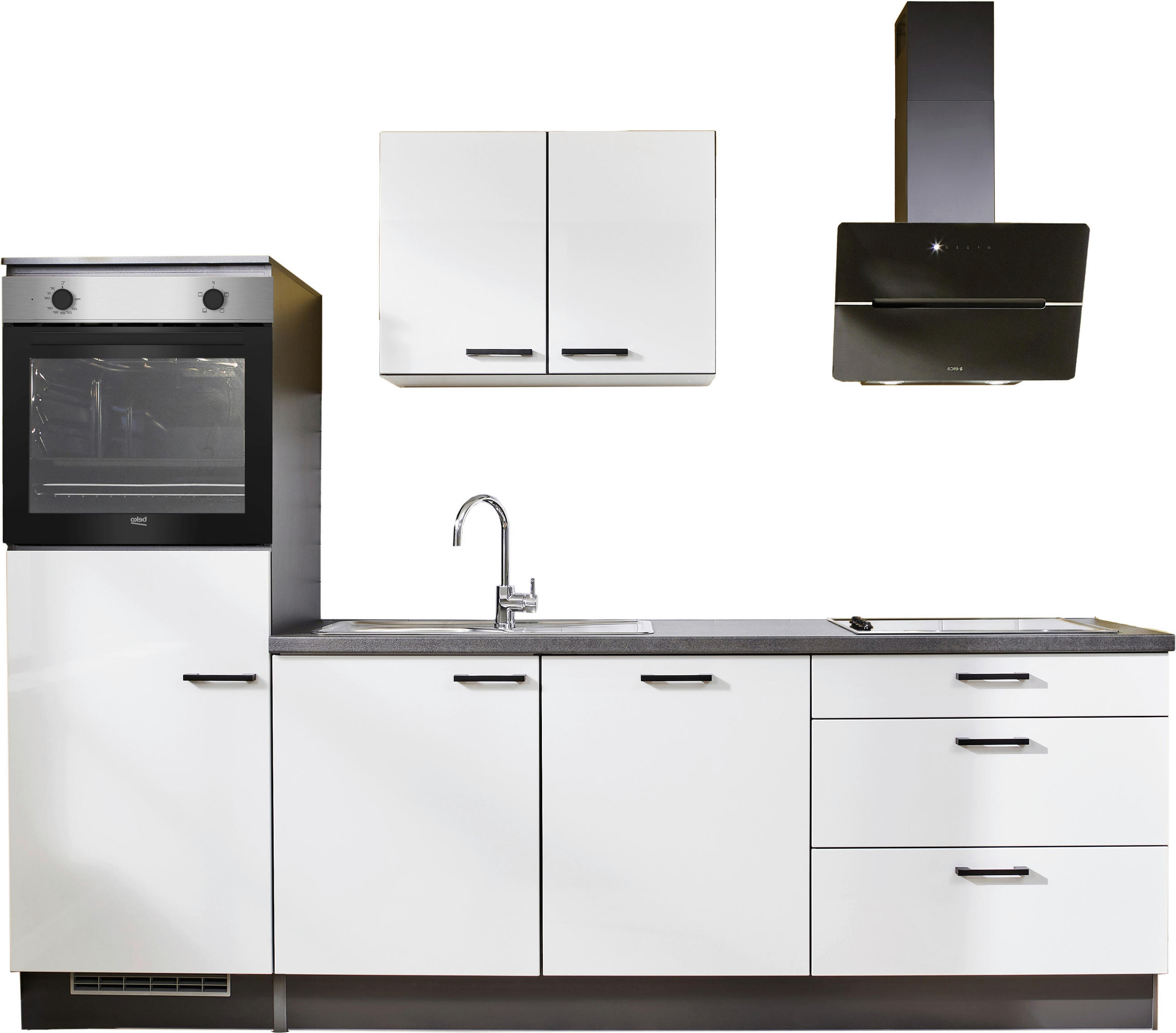 KÜCHENLEERBLOCK 260 cm   in Graphitfarben, Grau, Lavagrau  - Eichefarben/Lavagrau, Design, Holzwerkstoff/Metall (260cm) - Pino