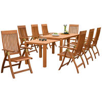 GARTENSET 10-teilig EukalyptusholzHartholz ,[ ]}10-teilig  - Naturfarben, KONVENTIONELL, Holz - Gardenson