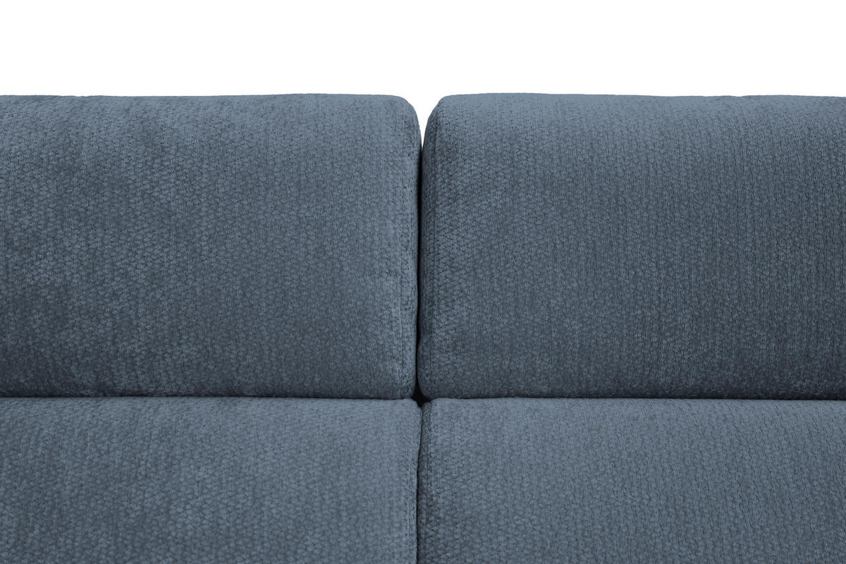 ECKSOFA Dunkelblau Chenille Bettkasten, Schlaffunktion, Rücken echt, Kopfteilverstellung, Liegefläche im Originalstoff  - Schwarz/Dunkelblau, KONVENTIONELL, Textil/Metall (206/265cm) - Carryhome