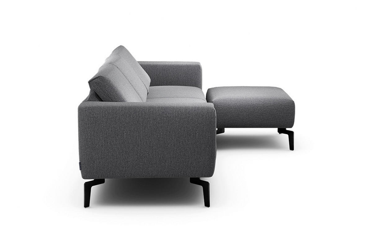 Dreisitzer inkl. Hocker Chenille Anthrazit  - Anthrazit/Schwarz, Design, Textil/Metall (250/86/86-94cm) - SENSOO