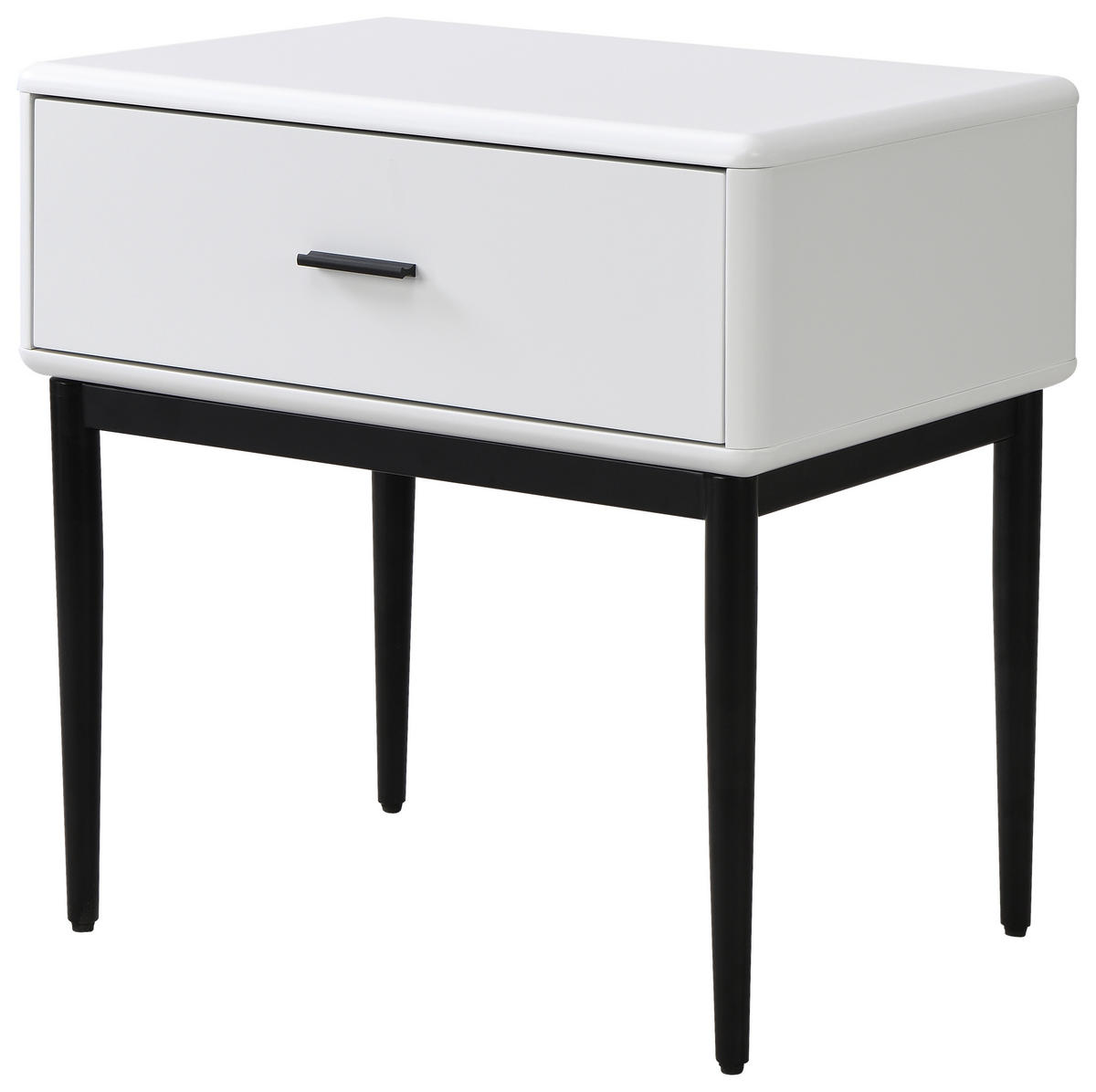 NACHTSCHRANK 54/55/40 cm  - Schwarz/Weiß, MODERN, Holzwerkstoff/Metall (54/55/40cm) - Livetastic