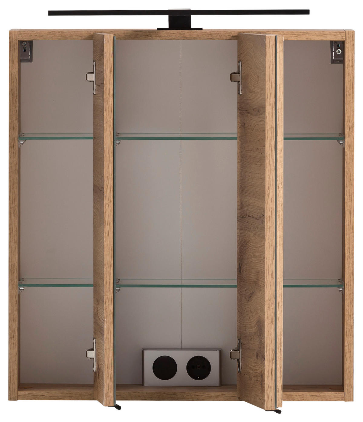 SPIEGELSCHRANK 60/64/20 cm  - Eiche Wotan/Schwarz, ROMANTIK / LANDHAUS, Glas/Holzwerkstoff (60/64/20cm) - Xora