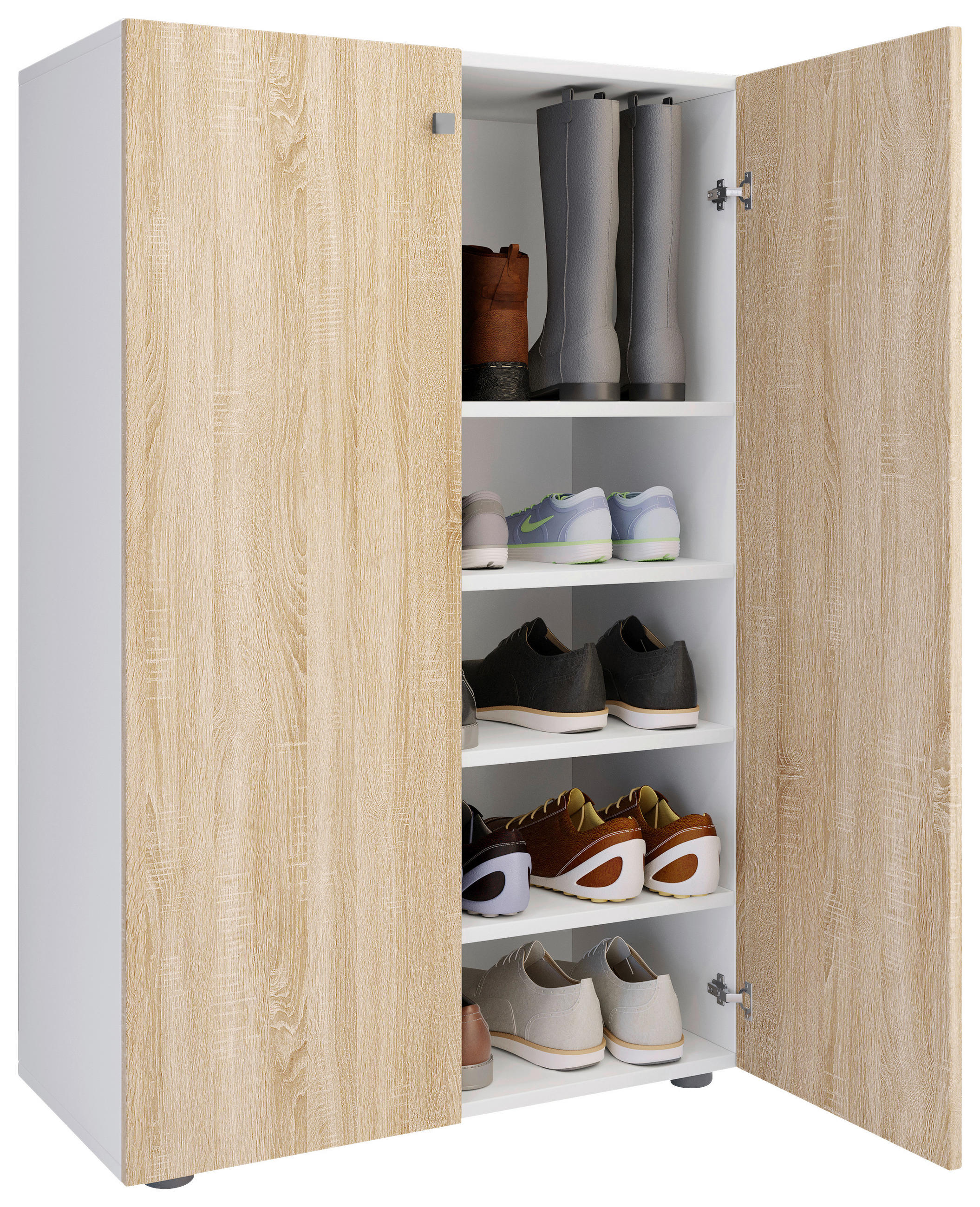 SCHUHSCHRANK Lona  in 70/110/39 cm  - Silberfarben/Schwarz, Design, Holzwerkstoff/Kunststoff (70/110/39cm) - MID.YOU