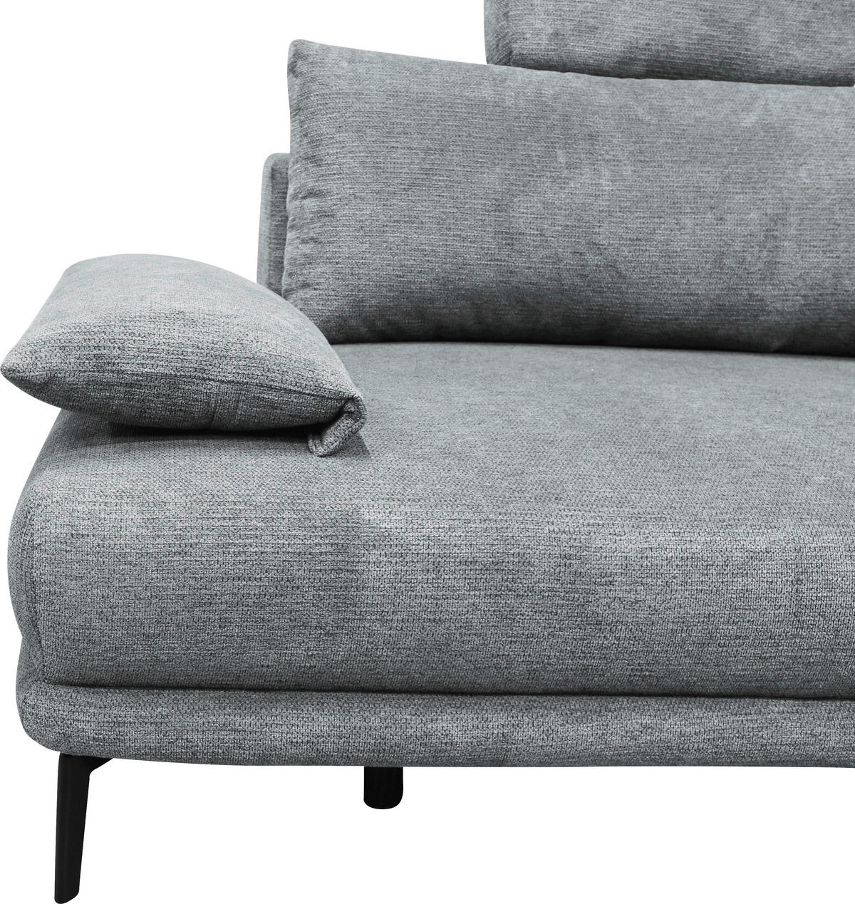 ECKSOFA Grau Webstoff  - Schwarz/Grau, Design, Textil/Metall (260/192cm) - MID.YOU