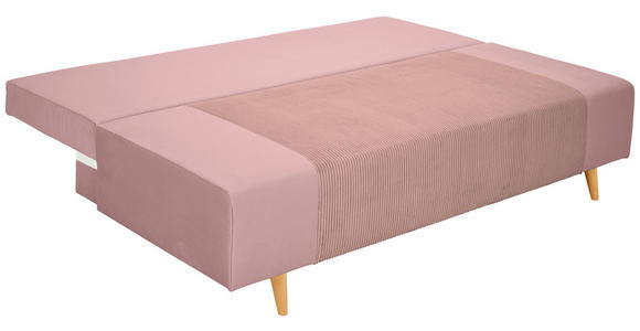 SCHLAFSOFA  in Cord, Velours Rosa  - Buchefarben/Creme, KONVENTIONELL, Holz/Textil (191/92/89cm) - Carryhome