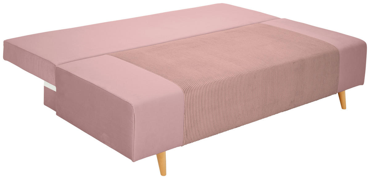 ZOFA S POSTELJNO FUNKCIJO,  roza tekstil  - roza/krem barve, Konvencionalno, tekstil/les (191/92/89cm) - Carryhome