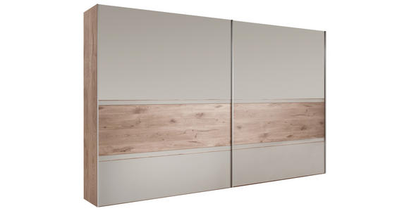 SCHWEBETÜRENSCHRANK 250/217/67 cm 3-türig  - Eichefarben/Grau, Natur, Glas/Holz (250/217/67cm) - Venda