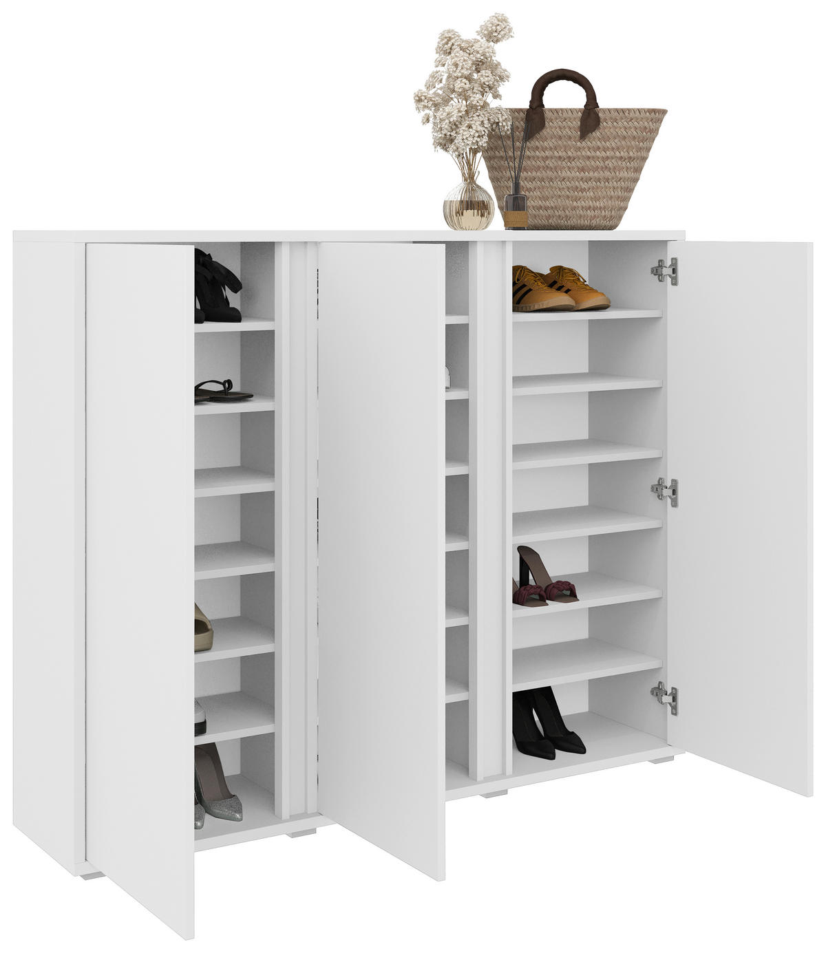 OMARA ZA ČEVLJE bela - bela/barve aluminija, Moderno, umetna masa/leseni material (192,7/120/33,8cm) - Xora